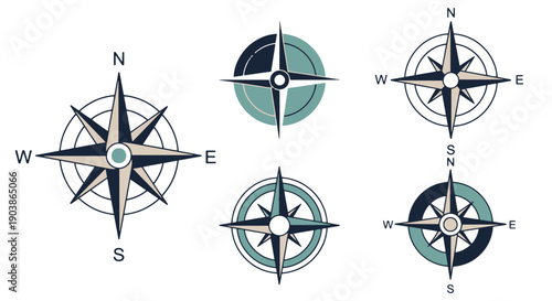 Compass Rose Line digital illustration