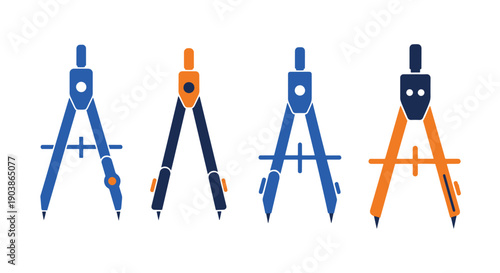 Compass Tool Line colorful digital illustration