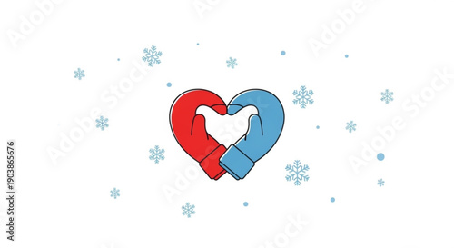 Magnet forming a heart shape with snowflakes around