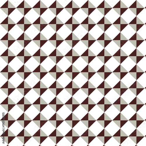 Seamless geometric diamond pattern with triangular elements in neutral brown and beige colors for textile and background design.