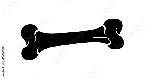 Black silhouette of a dog bone on a white background.