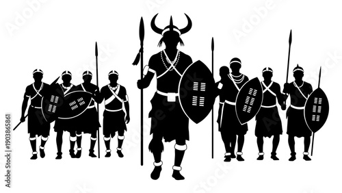 Zulu Warrior Festival - Umkhosi Silhouette Vector