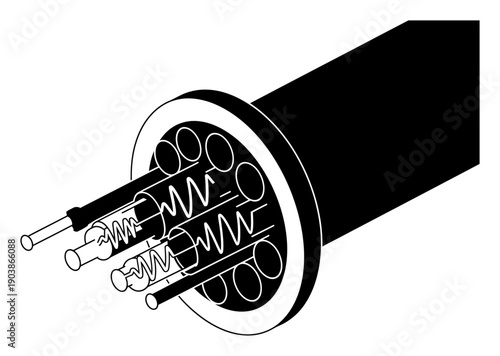 Fiber Optic Cable - Isometric Vector Illustration