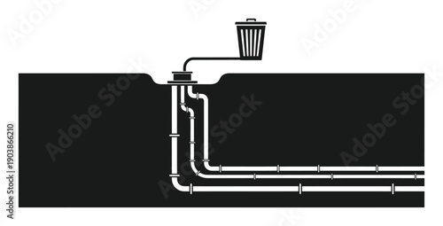 Pneumatic Waste System Illustration - Minimalist Vector