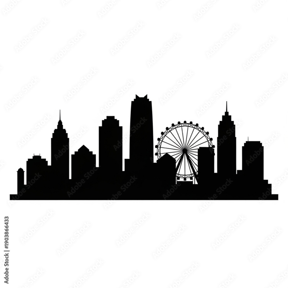custom made wallpaper toronto digitalBlack silhouette of a city skyline with a ferris wheel at night