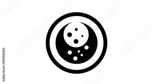 Black and white bowling ball icon on white background.