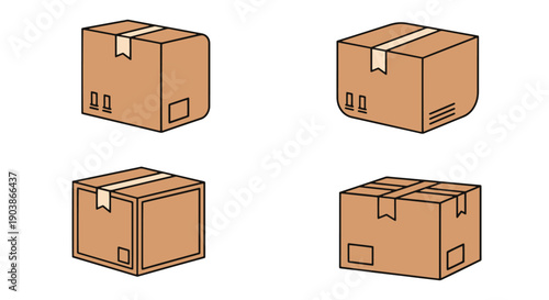 Delivery Box Line color vector clean design
