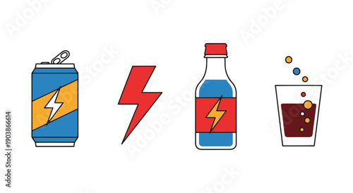 Energy Drink Line color vector minimal style