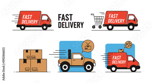 Fast Delivery Line color art minimal style