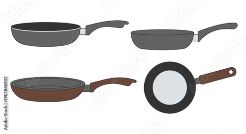 Frying Pan Line art luxury color outline design