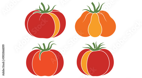 Heirloom Tomato Line art digital illustration