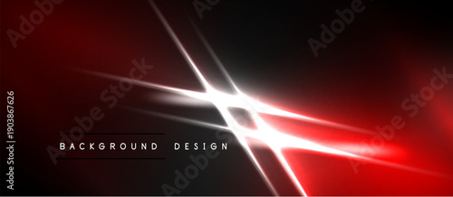 Dark red background features bright white diagonal lines creating dynamic light effect. Text reads background design. Minimalist, modern aesthetic.
