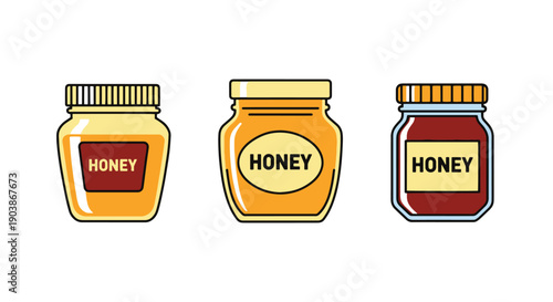 Honey Jar Line art color filled modern design