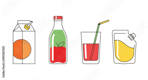 Juice Line art color filled abstract design