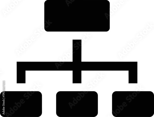 A simple organizational chart or flowchart diagram with one top node and four bottom nodes