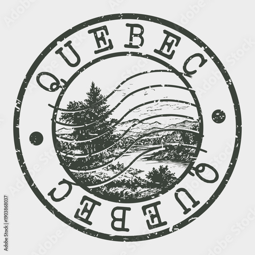Seal of the Canadian region of Quebec in vintage vector style.