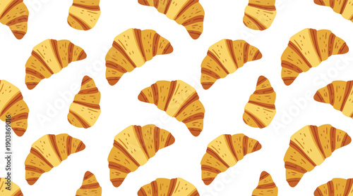Croissant Delight: A delightful pattern of golden, flaky croissants, perfect for adding a touch of bakery charm to any design. 