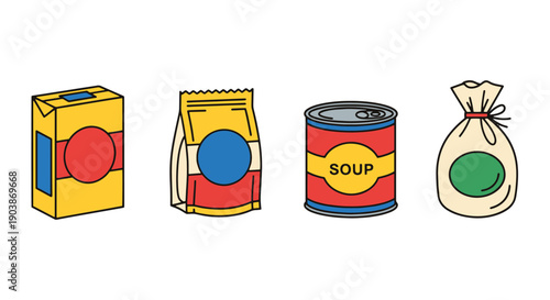 Packaged Food Line art illustration