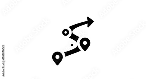 Simple navigation map pin route direction symbol.