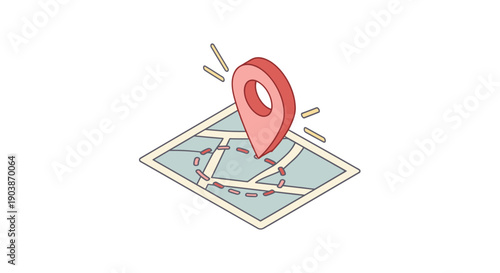 Red location pin on a map illustration.