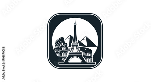 Monochrome Paris Landmark Icon Featuring Eiffel Tower.