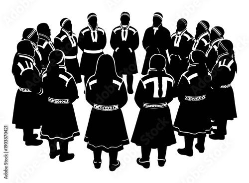 Sámi Joik Circle - Silhouette Vector