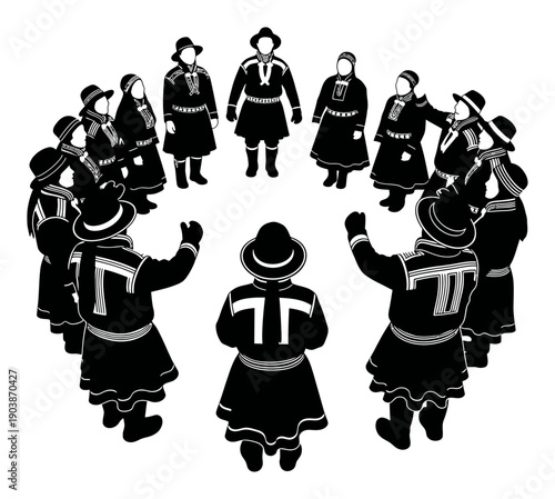 Sámi Joik Circle - Silhouette Vector