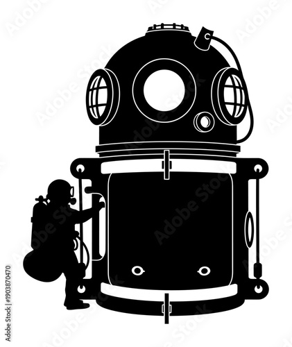 Diving Bell Illustration - Minimalist Vector