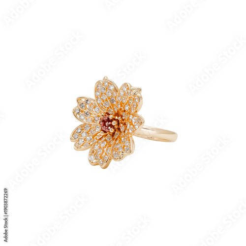 Flower Ring Made of Gold With Detailed Design Showcasing Brilliance and Elegance