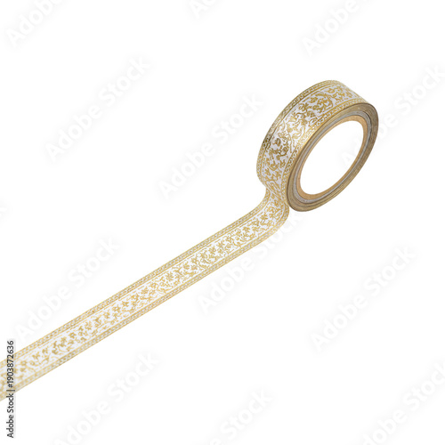 Decorative Washi Tape With a Gold Pattern for Crafting and Gift Wrapping