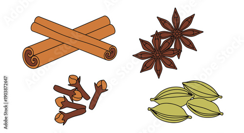 Spices Line art vector modern style