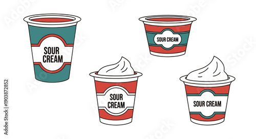 Sour Cream Line art illustration