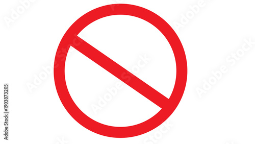 Obraz na plátně Prohibition sign, red circle with diagonal slash on white background