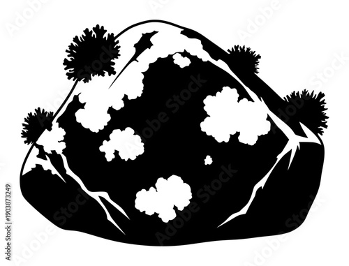 Boreal Forest Rock Lichen - Minimalist Vector