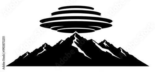 Lenticular Cloud Mountain Silhouette - Minimal Vector