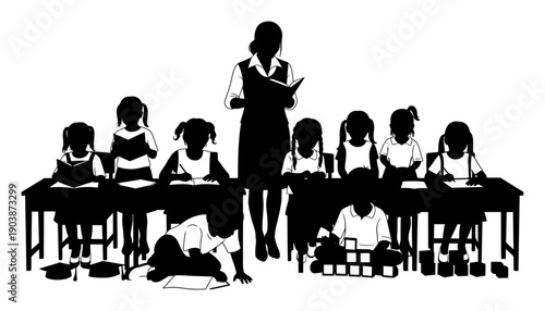 Language Nest Classroom - Silhouette Vector