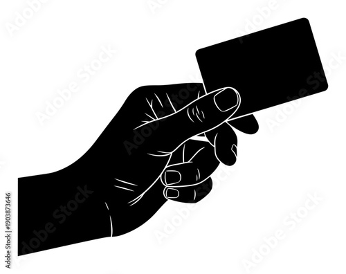 Hand Holding Credit Card - Minimalist Vector