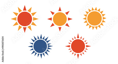 Sun Line art vector color unique design
