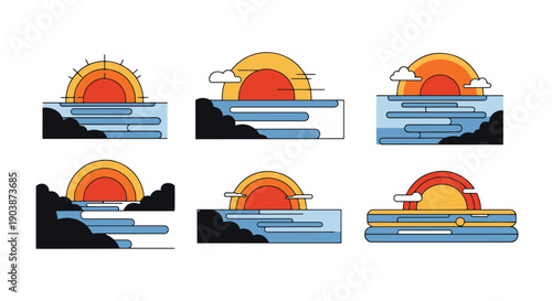Sunset Line art digital illustration