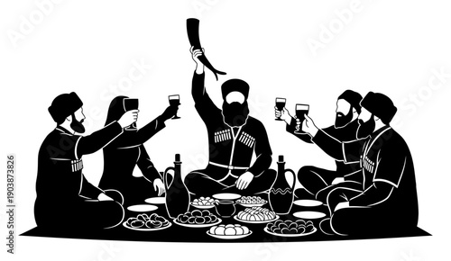 Georgian Supra Toast - Silhouette Vector