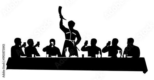 Georgian Supra Toast - Silhouette Vector