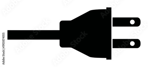 US Plug Icon - Black Silhouette Vector