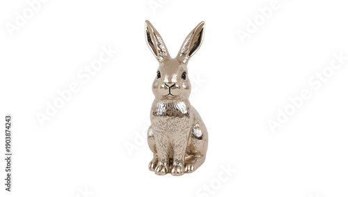 Rabbit Sculpture Made of Metal in a Simple Design Sitting on a Plain Surface