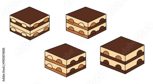 Tiramisu Line art luxury color outline design