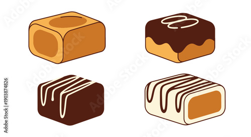 Toffee Line art color filled design