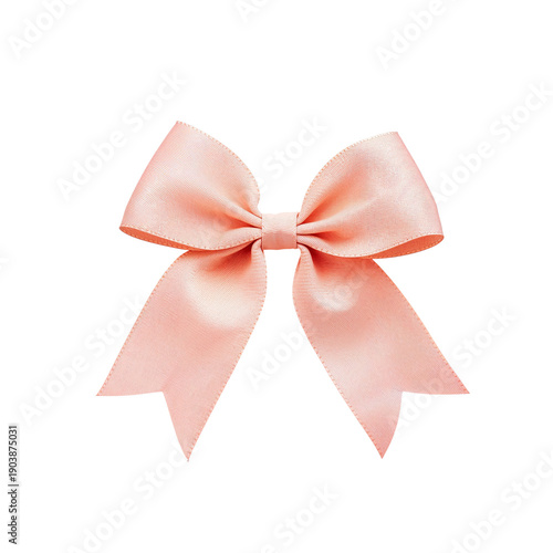 Pink Ribbon Tied in a Bow on a Plain Background for Crafting or Decoration Uses