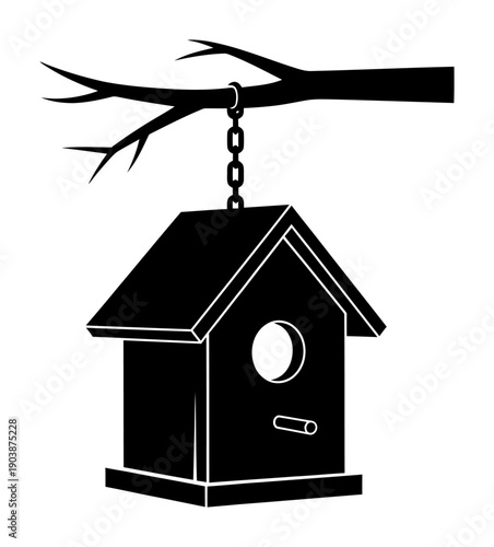 Birdhouse Silhouette - Minimalist Vector Illustration
