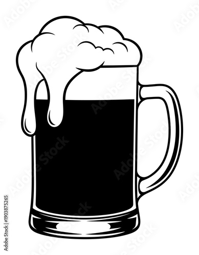 Beer Mug Silhouette - Minimalist Vector Illustration