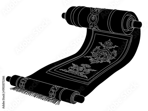 Bhutanese Thongdrel Unfurling - Minimalist Vector