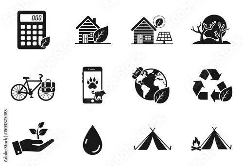 Sustainable Tourism Icons - Eco Travel Vector Set